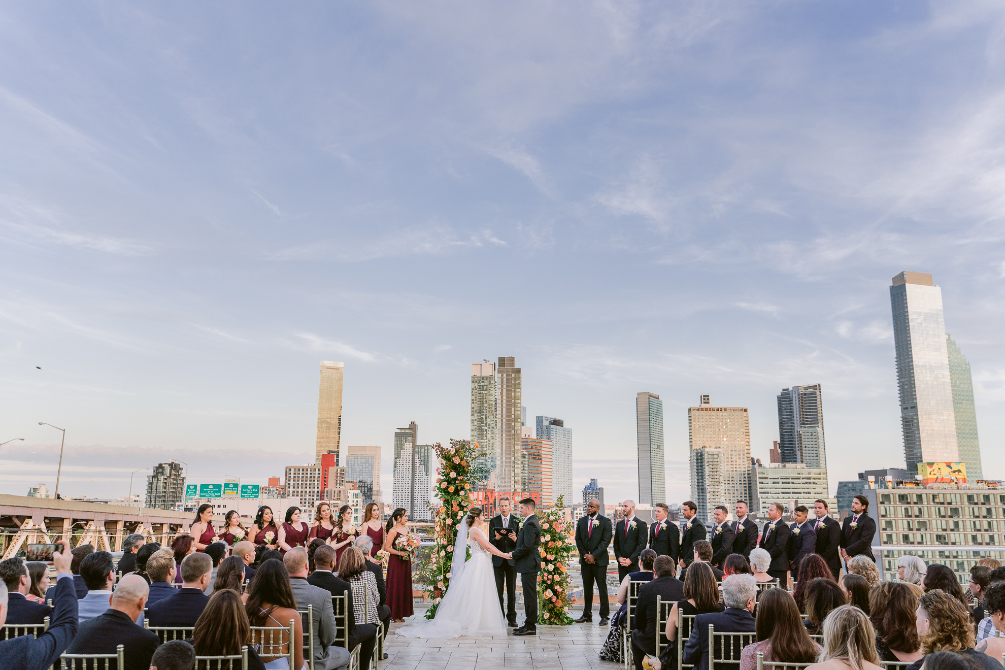 wedding ceremony taken on rooftop of Raven Hotel, New York